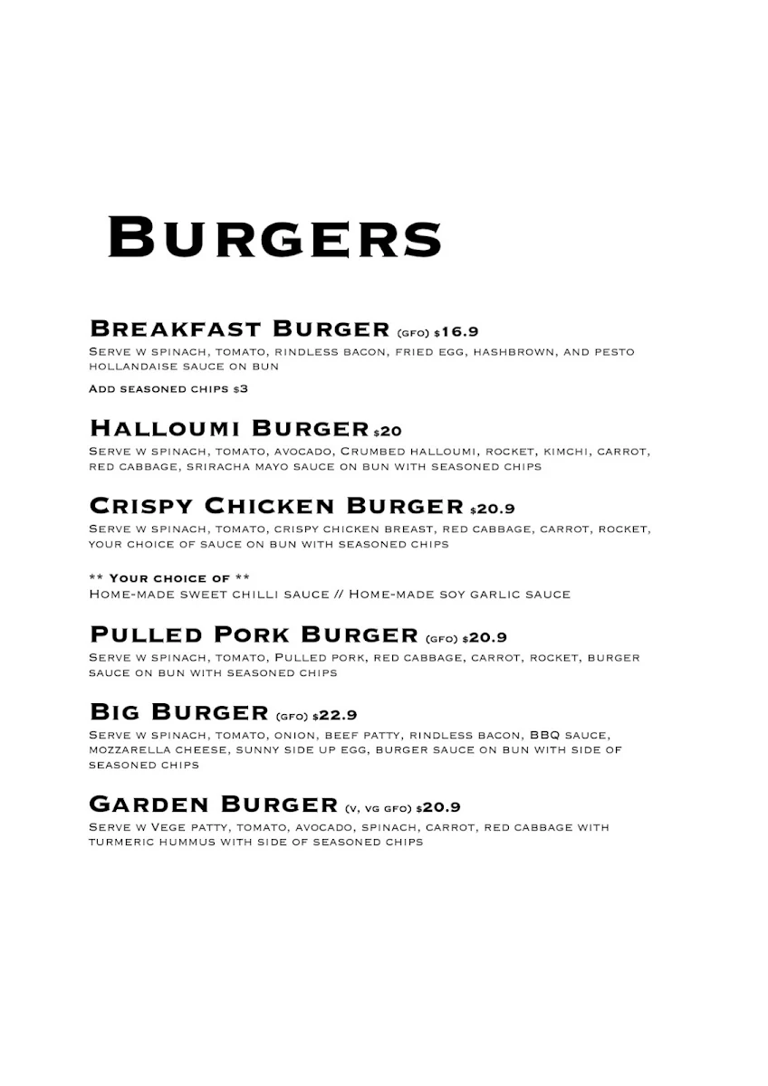 Menu, The Hide Green Cafe