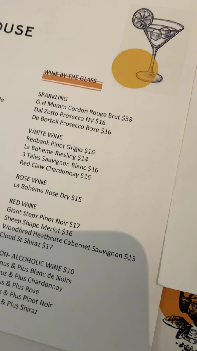 Menu, Sunset House