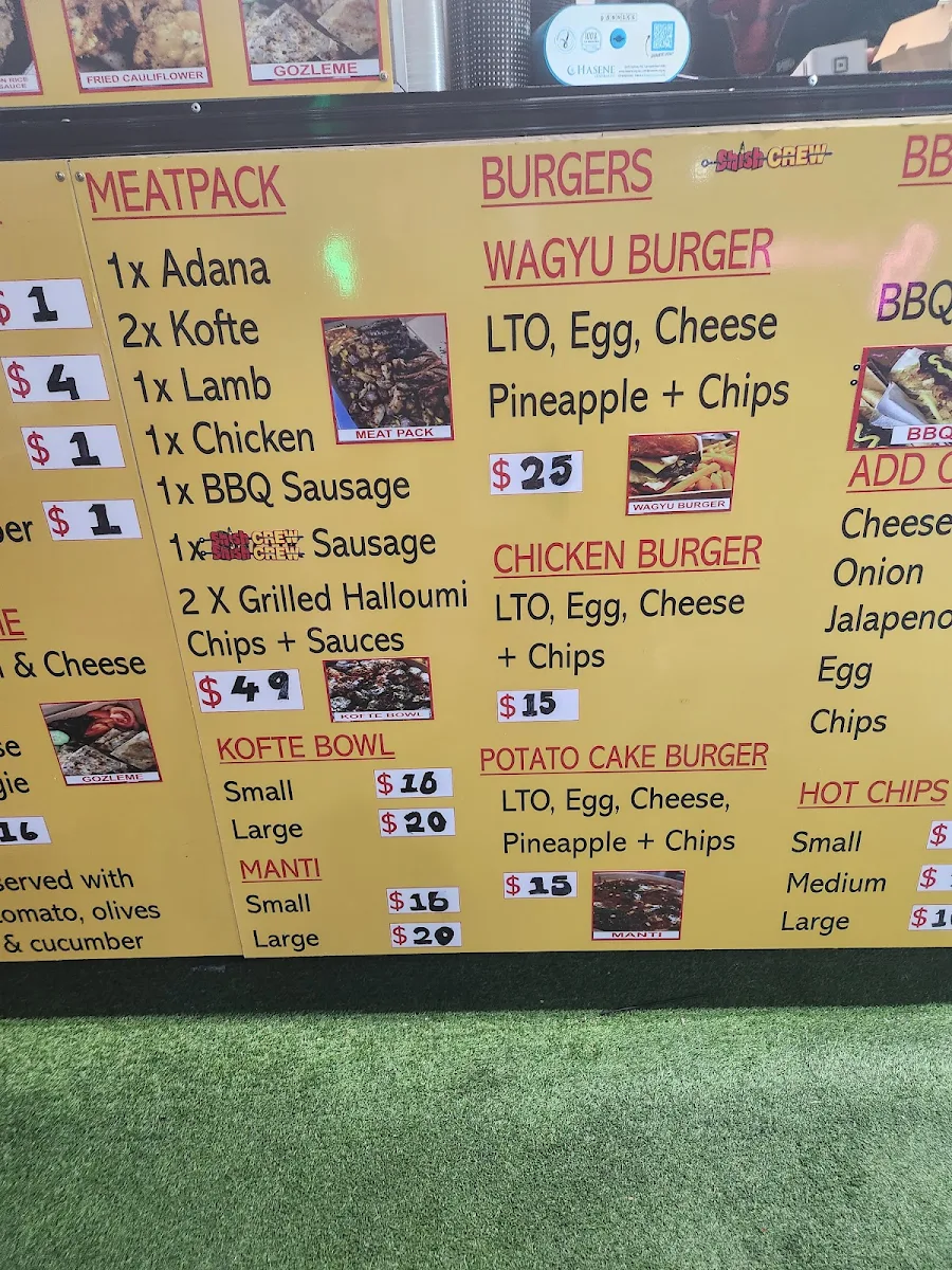Menu, Shish Crew