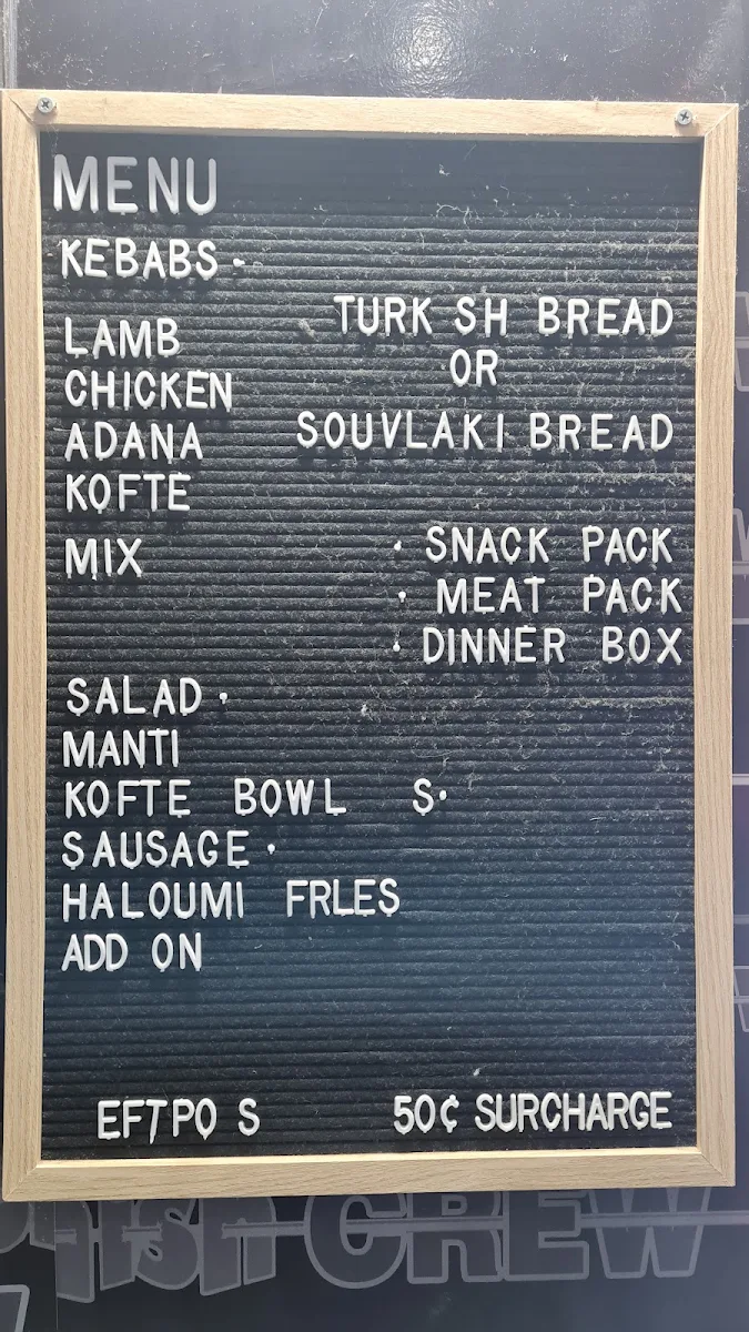 Menu, Shish Crew