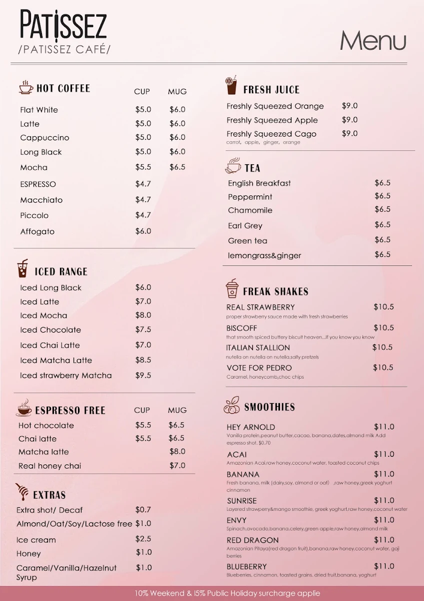 Menu, Patissez