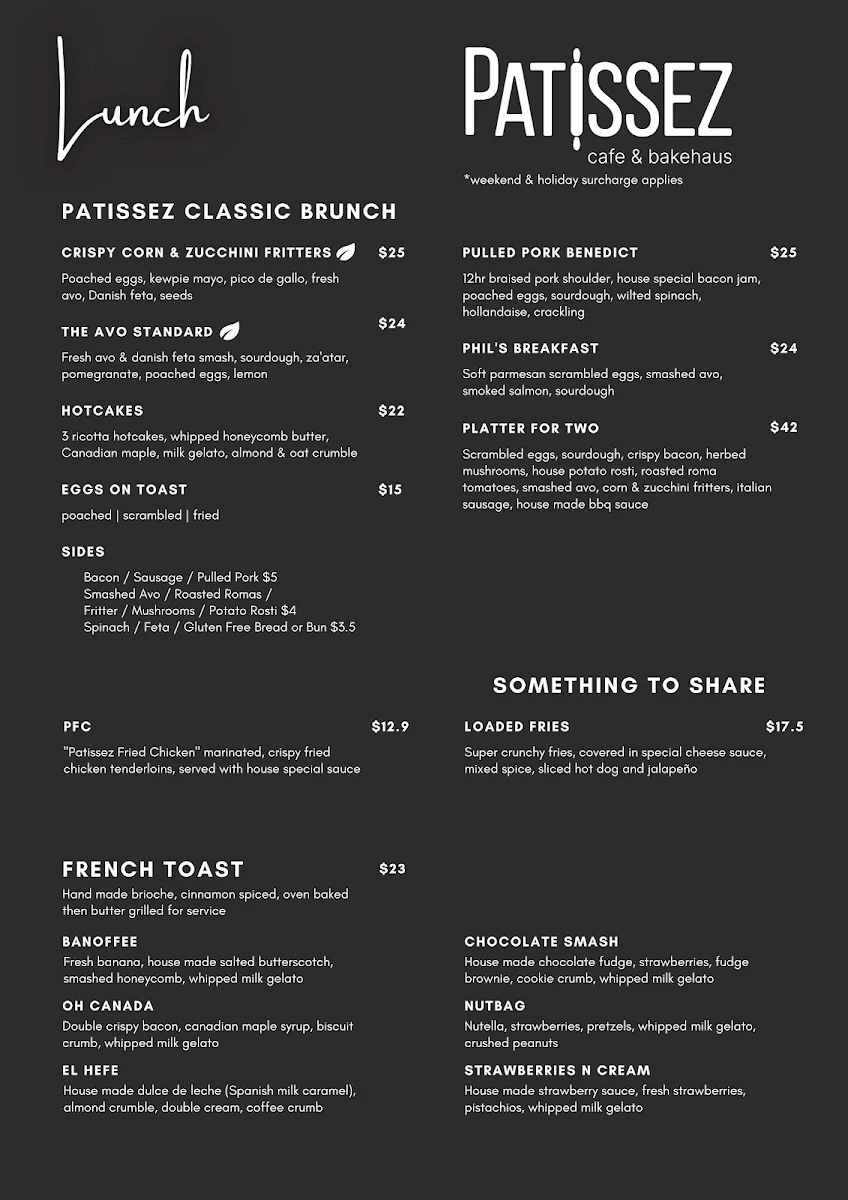 Menu, Patissez