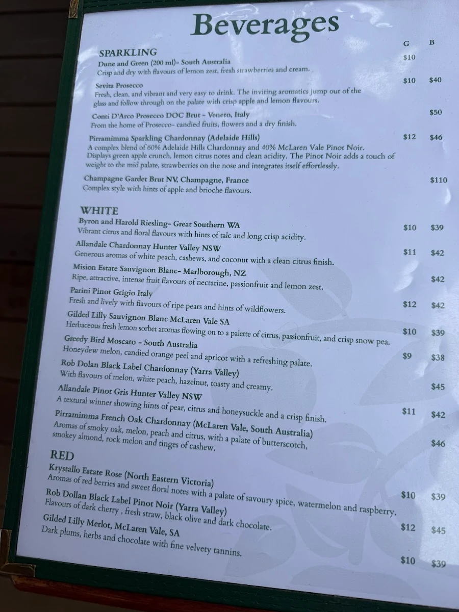 Menu, Stella's Kitchen