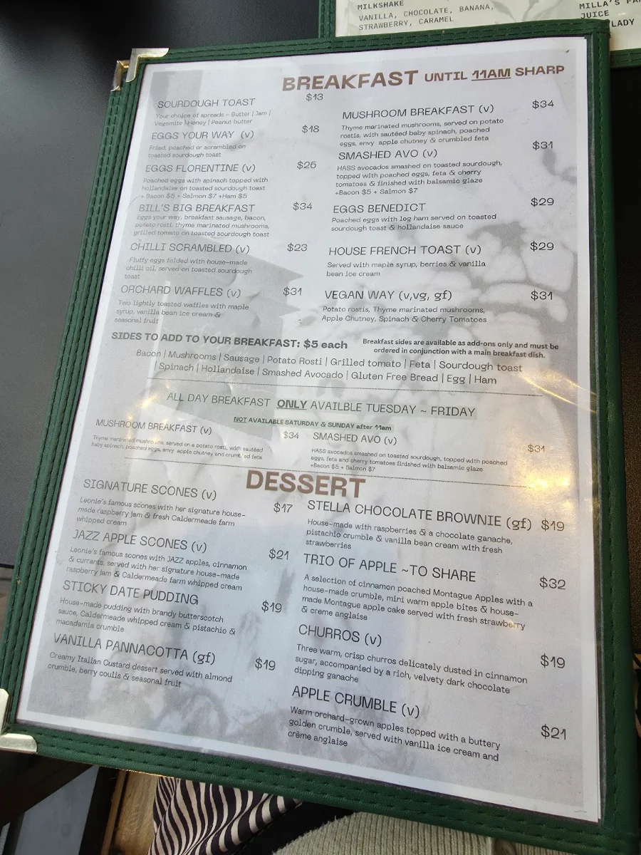 Menu, Stella's Kitchen