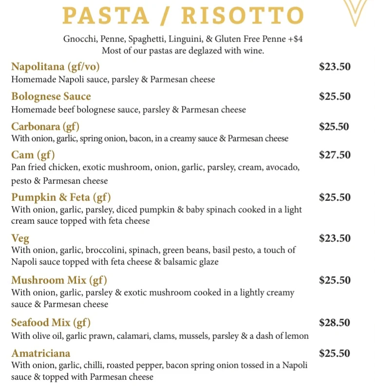 Menu, Billy's Boulevard