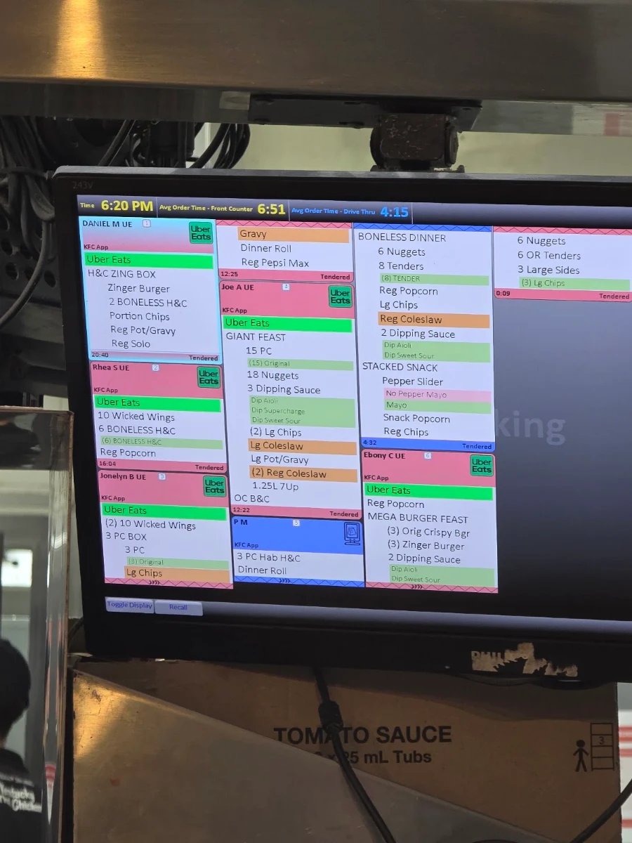 Menu, KFC Tullamarine