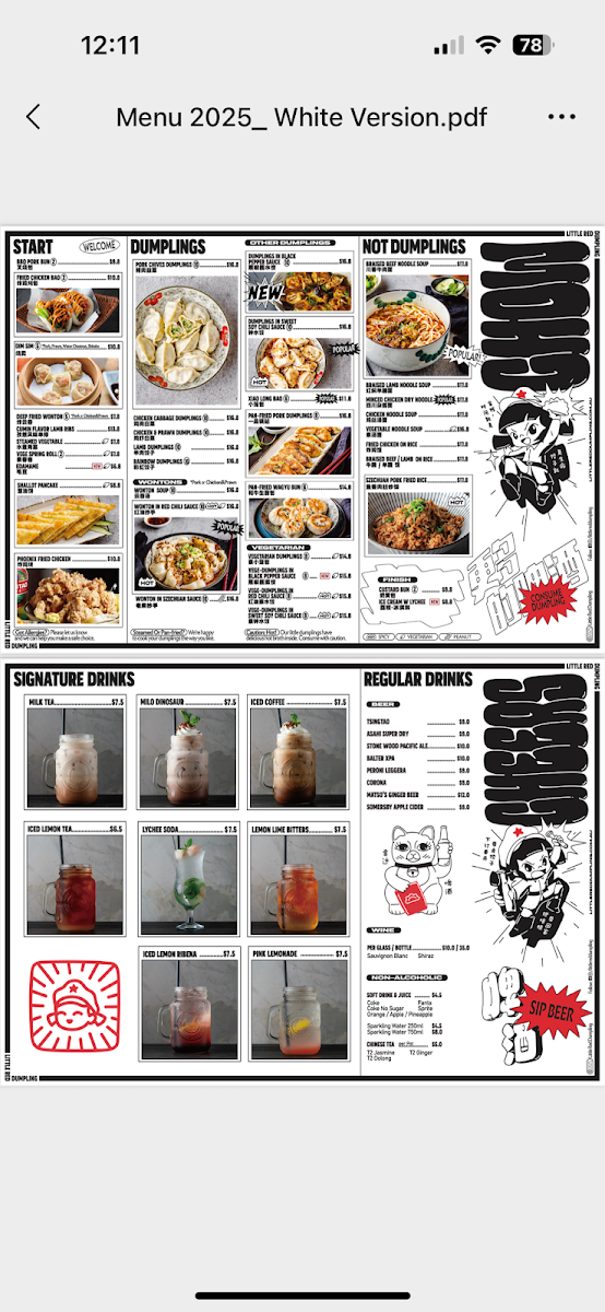 Menu, Little Red Dumpling Yeerongpilly