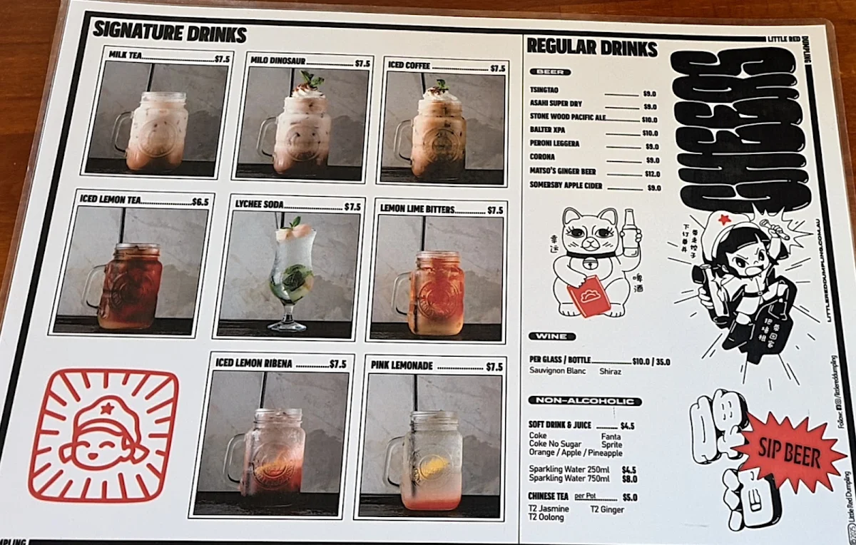 Menu, Little Red Dumpling Yeerongpilly