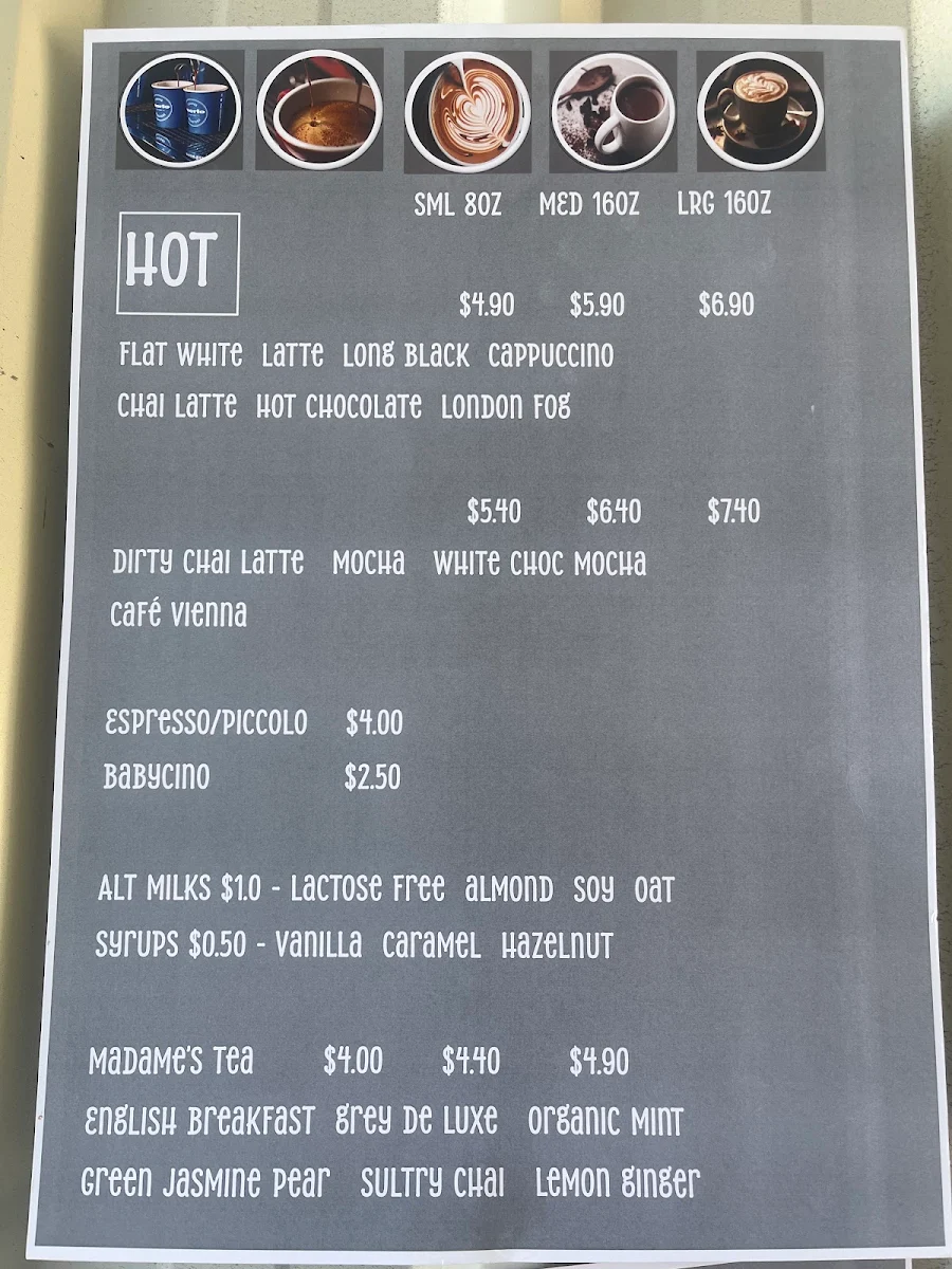 Menu, Dose Tropical Coffee Co. Bayswater