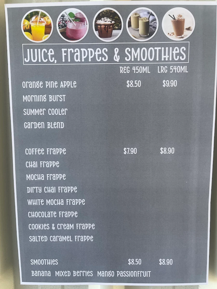 Menu, Dose Tropical Coffee Co. Bayswater