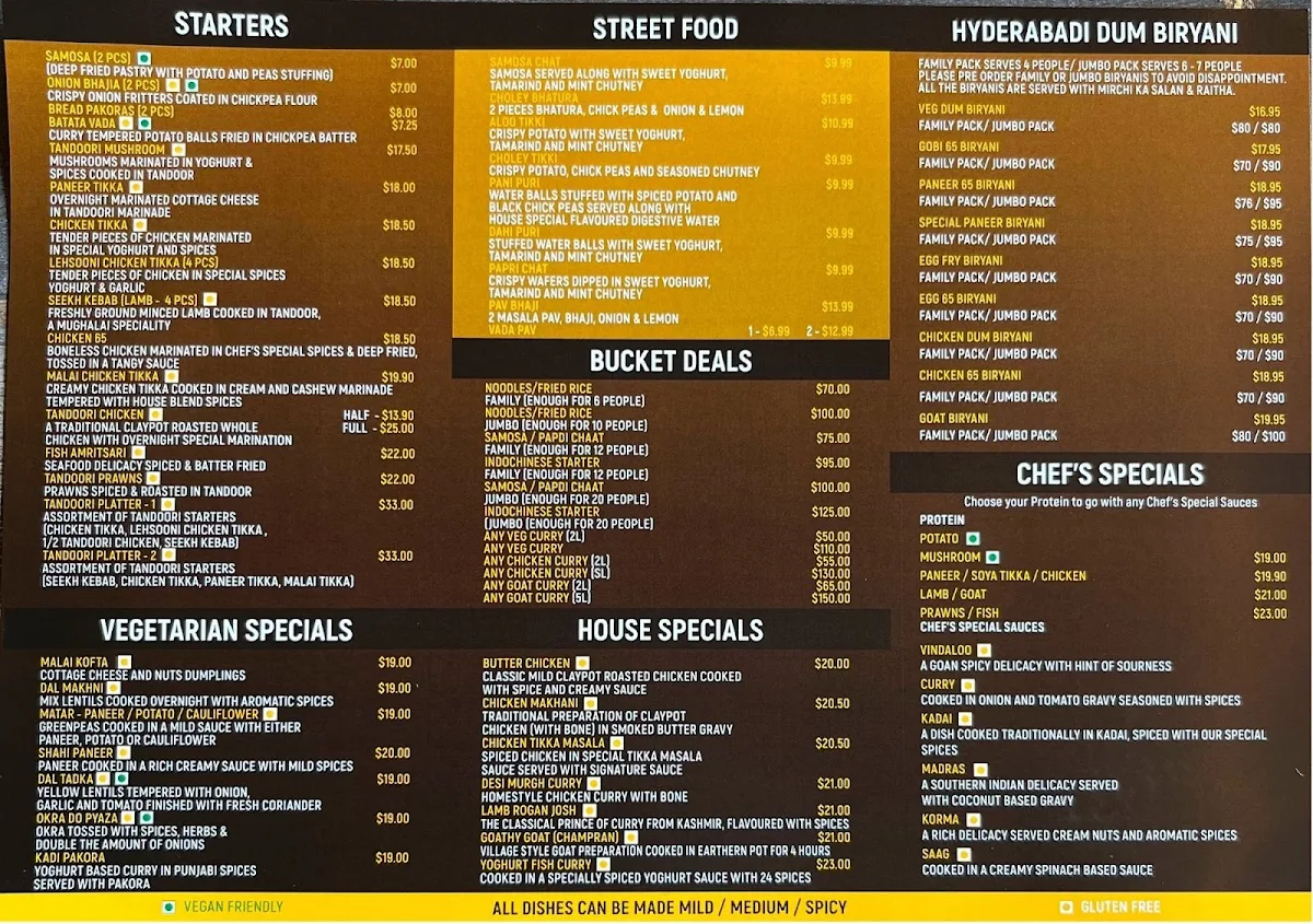 Menu, 24 Spices Indian Restaurant - Cranbourne