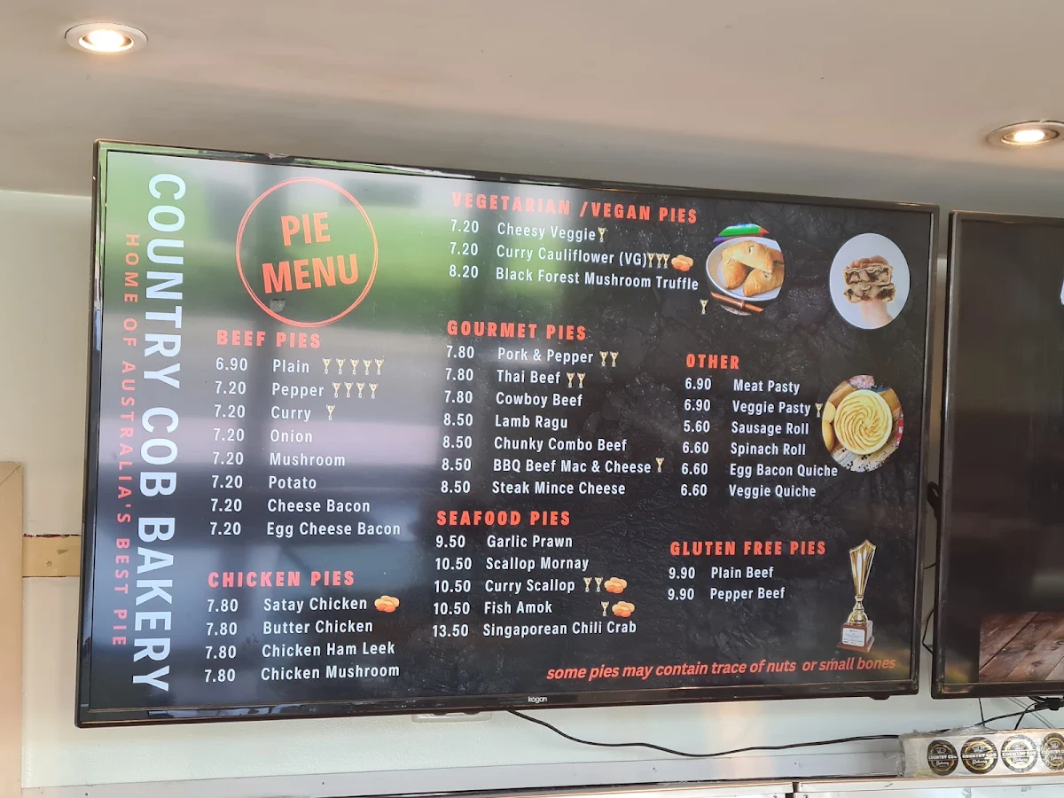 Menu, Country Cob Bakery - Boronia