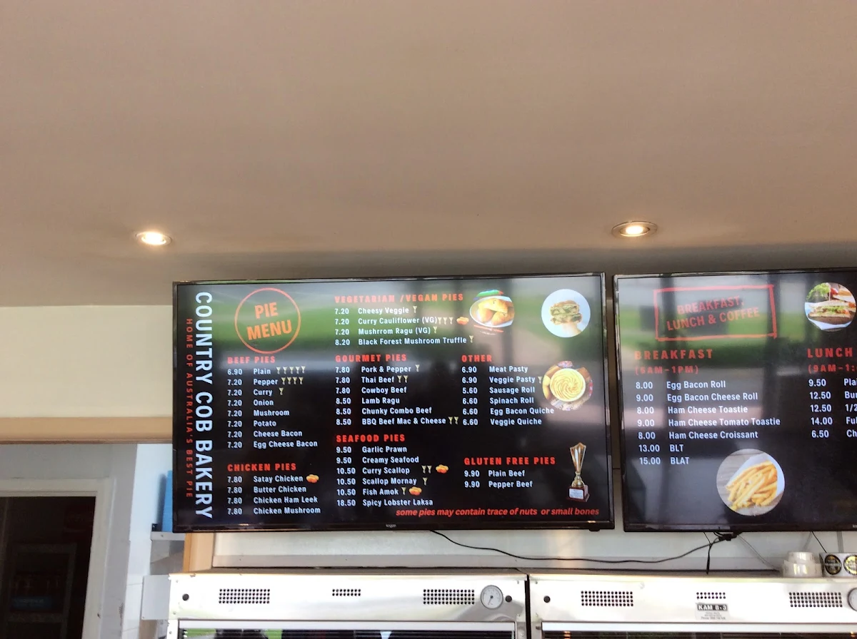 Menu, Country Cob Bakery - Boronia