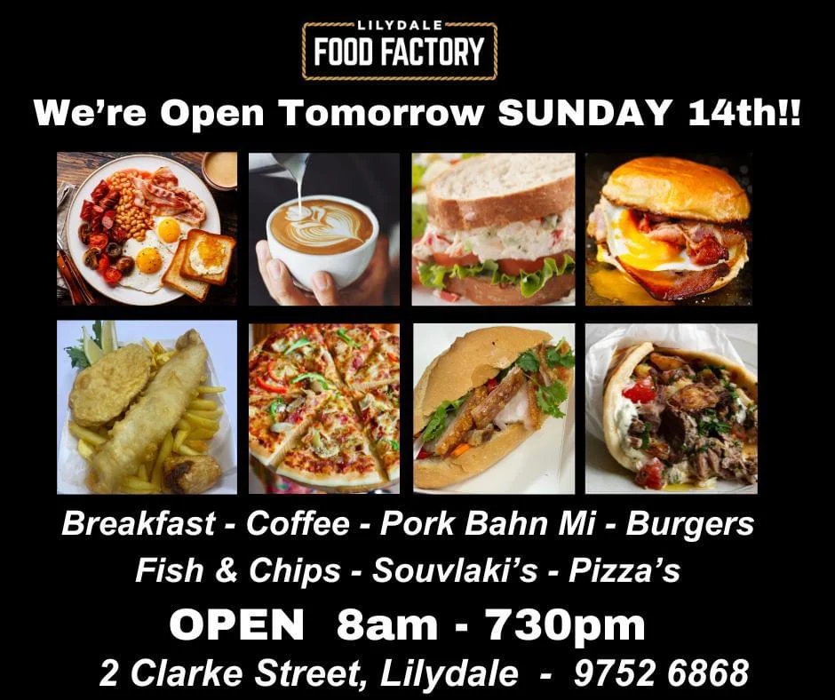 Menu, Lilydale Food Factory