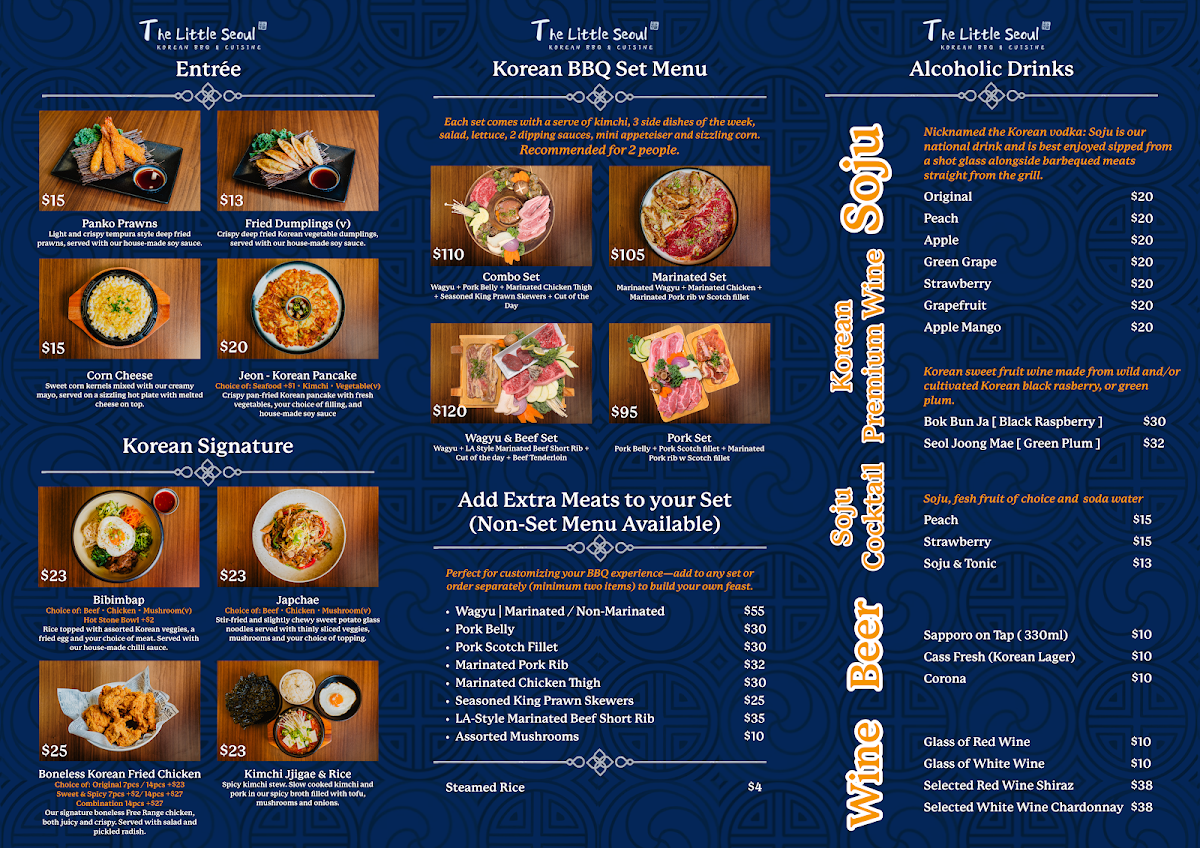 Menu, The Little Seoul