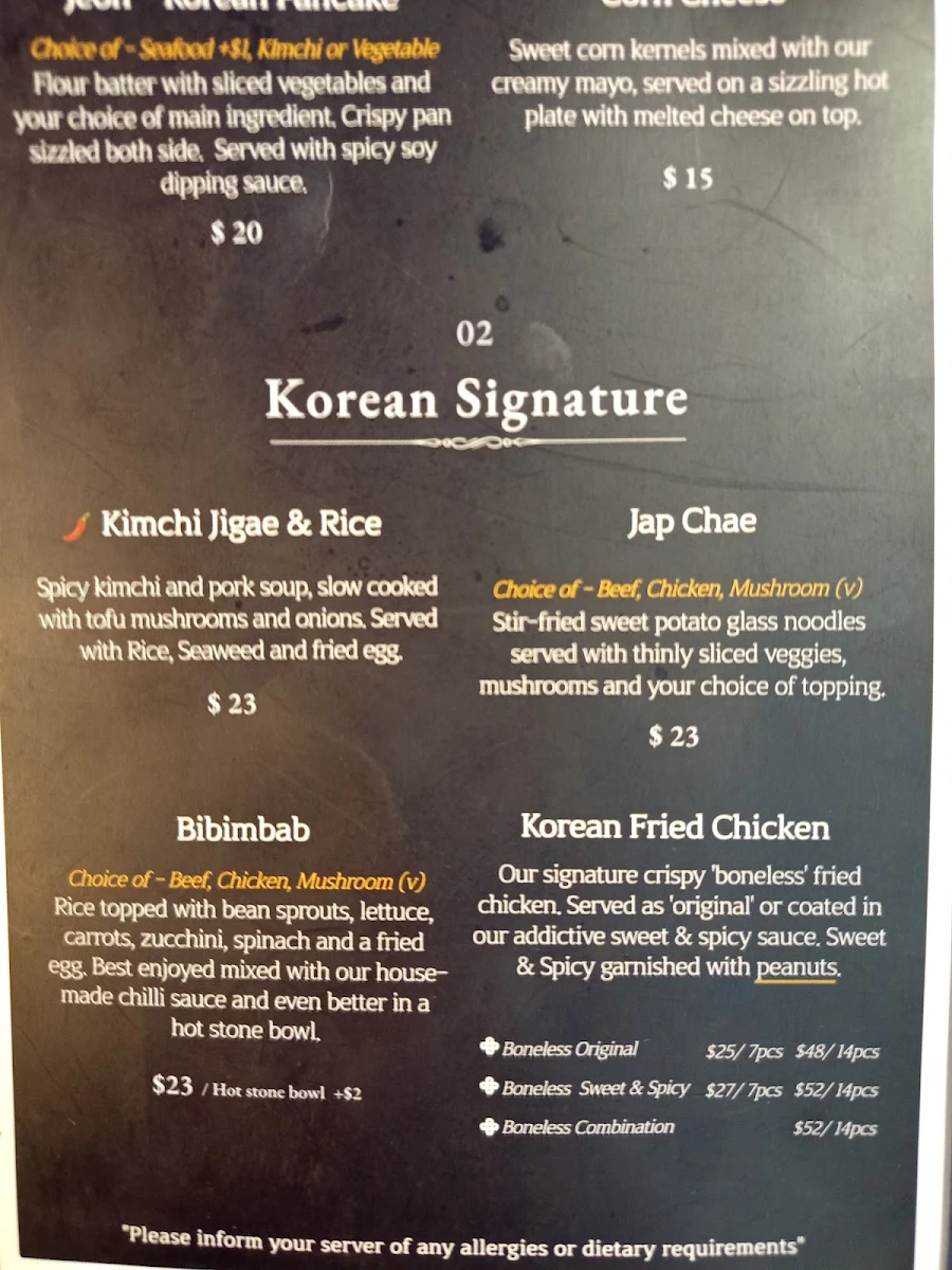 Menu, The Little Seoul