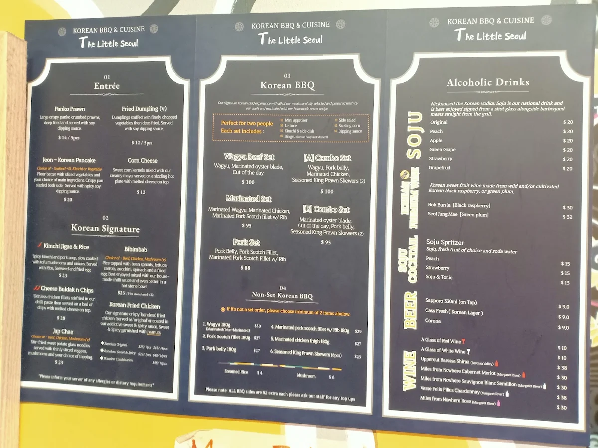 Menu, The Little Seoul