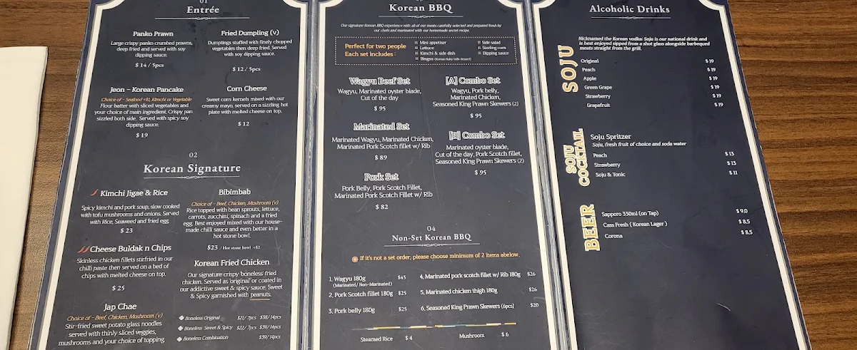 Menu, The Little Seoul