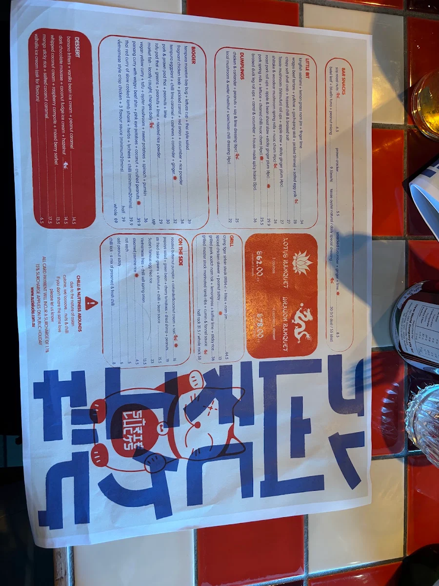 Menu, Suzie Luck's Restaurant & Bar