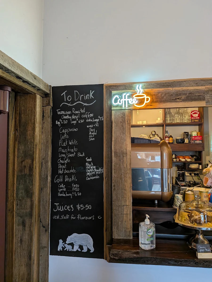 Menu, The Bears Cafe & B&B