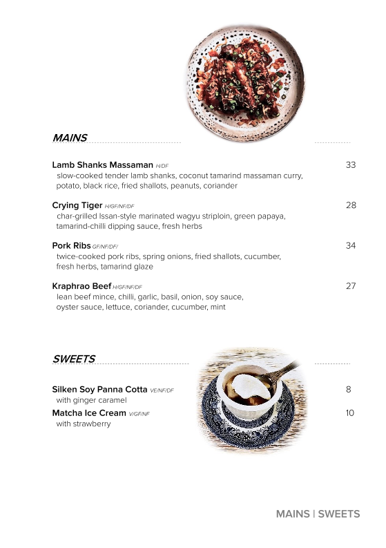 Menu, Greenhouse Kirribilli - Asian Salads & Tapas