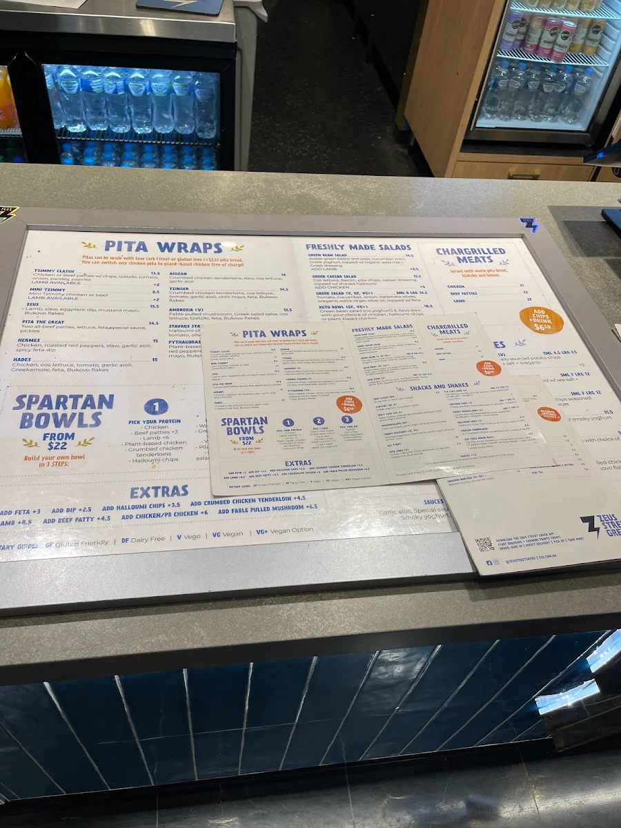 Menu, Zeus Street Greek Westfield Sydney