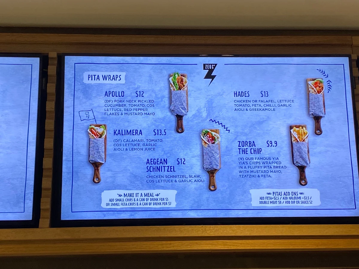 Menu, Zeus Street Greek Westfield Sydney