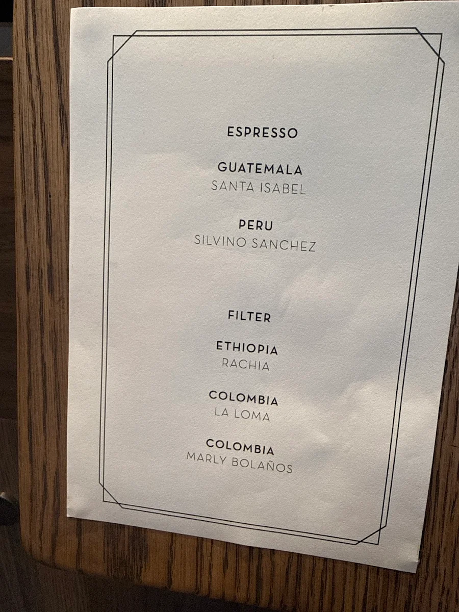 Menu, Patricia Coffee Brewers