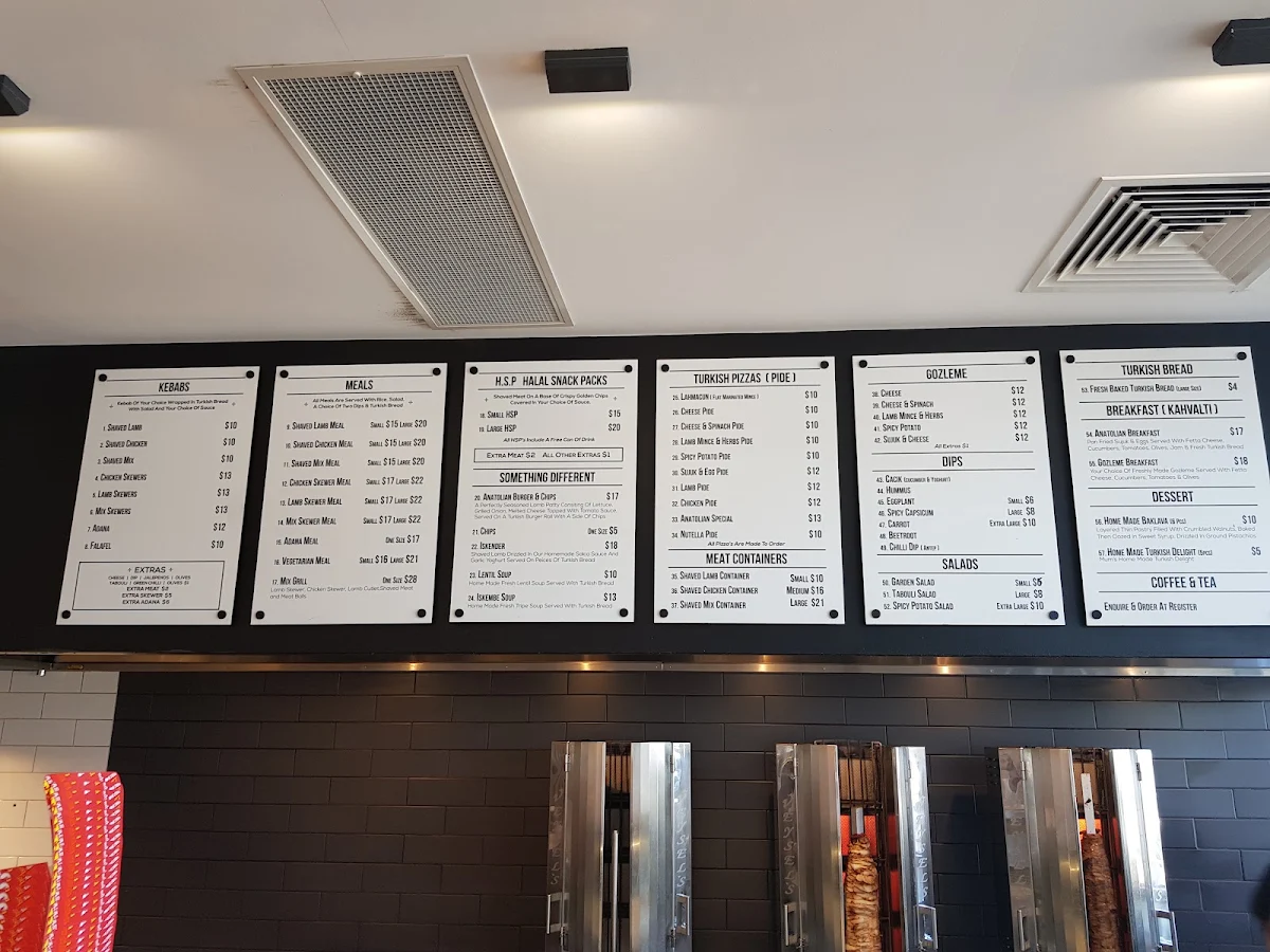Menu, Anatolian Grill