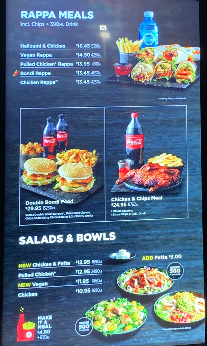 Menu, Oporto Glenside Drive Thru