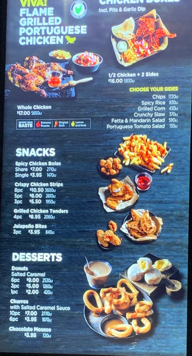 Menu, Oporto Glenside Drive Thru