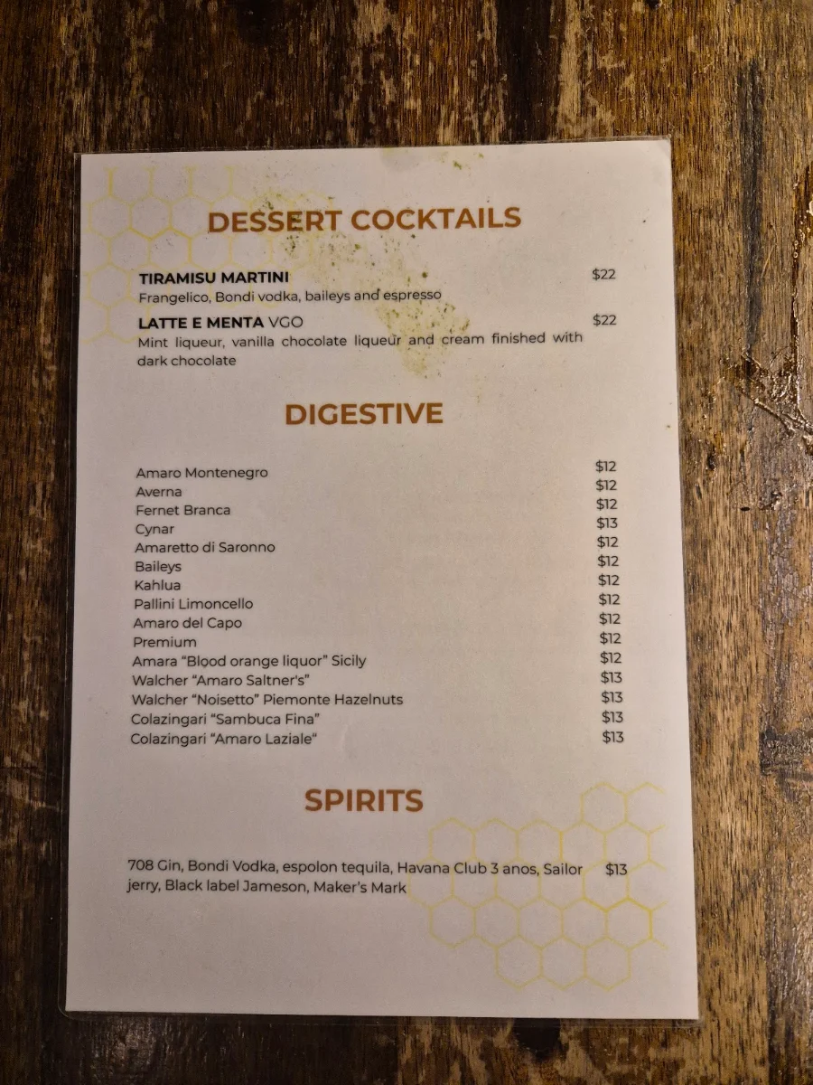 Menu, Il Caminetto - pasta bar & award winning pizza