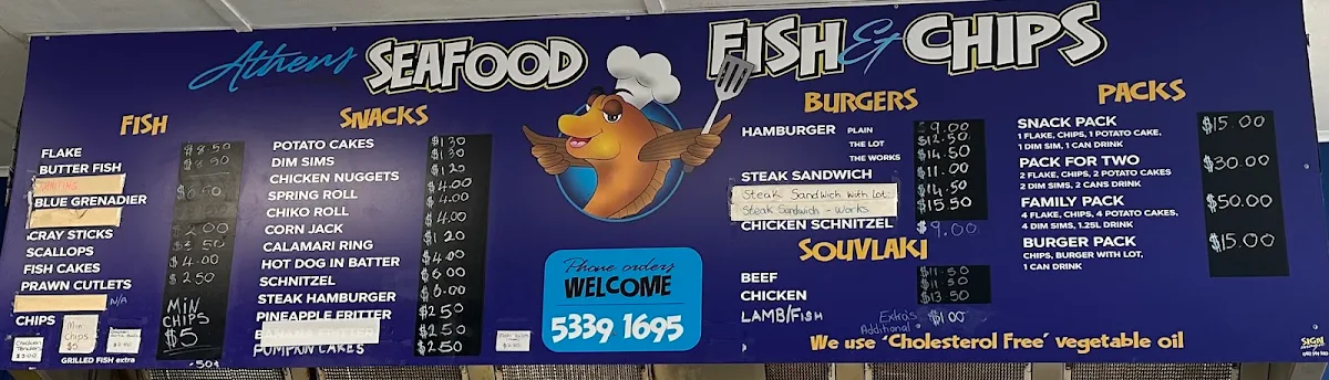 Menu, Athens Sea Foods