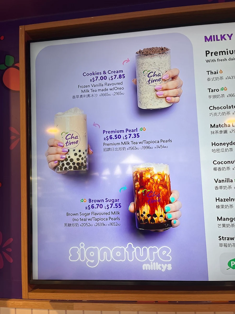 Menu, Chatime St Leonards