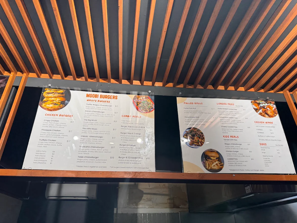 Menu, Moobi Burgers Berkeley Vale