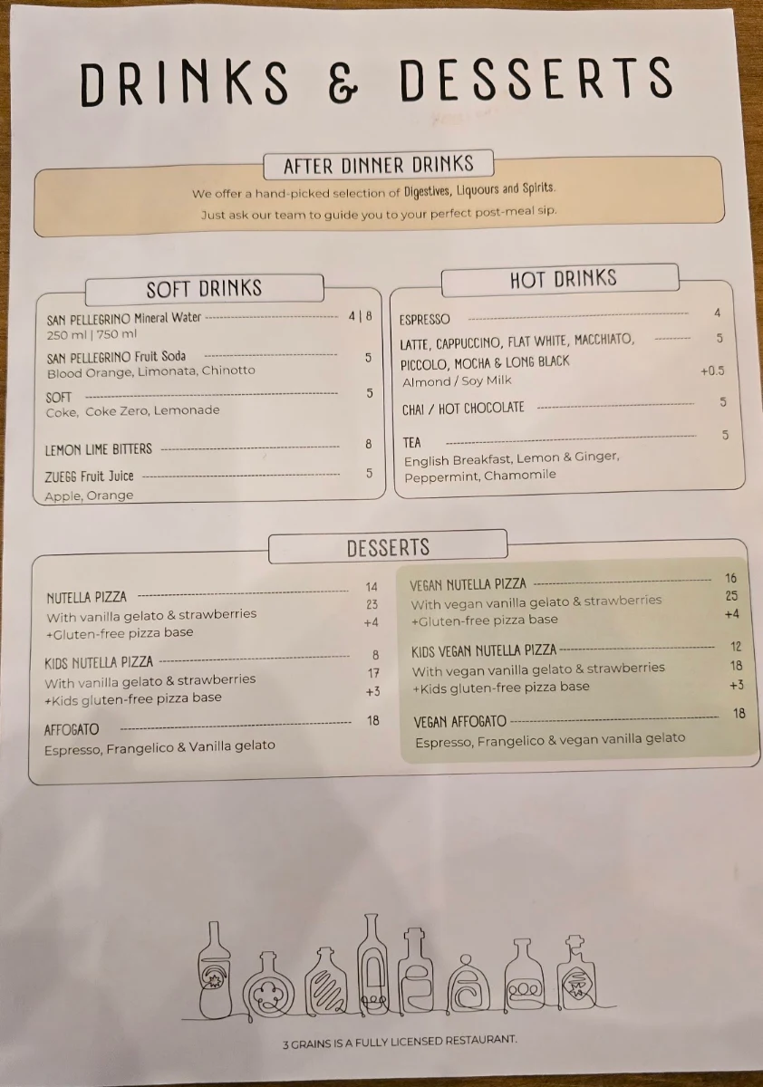 Menu, 3 GRAINS Pizza Yarraville
