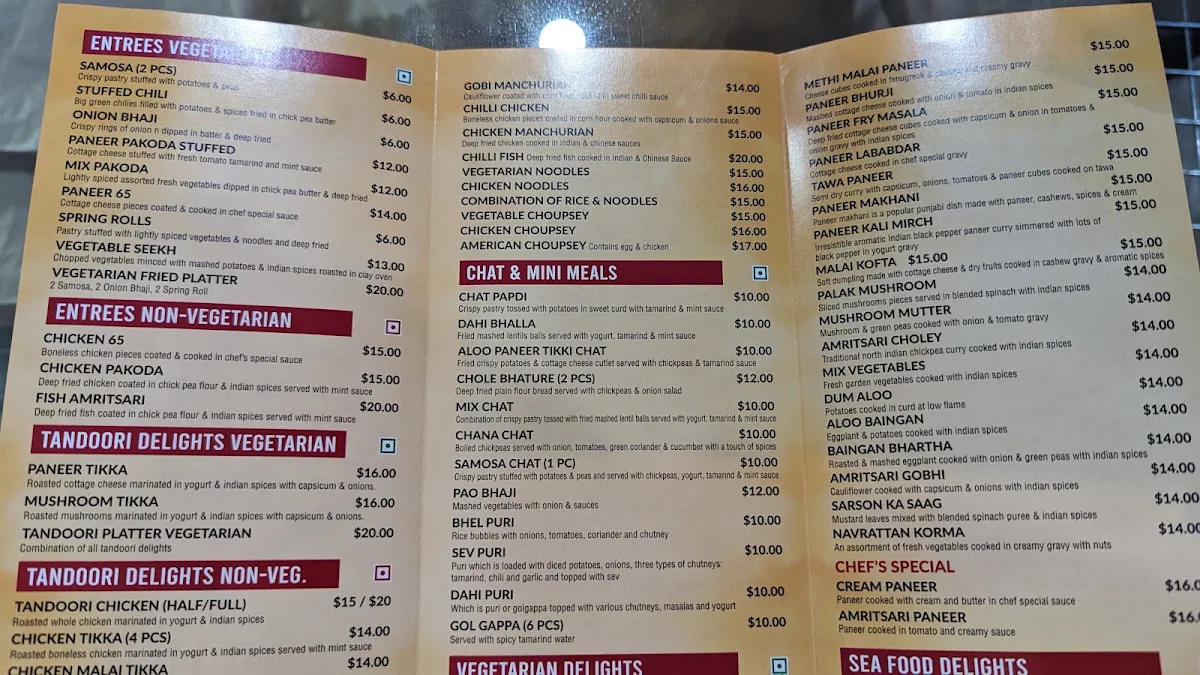Menu, Taste of Amritsar