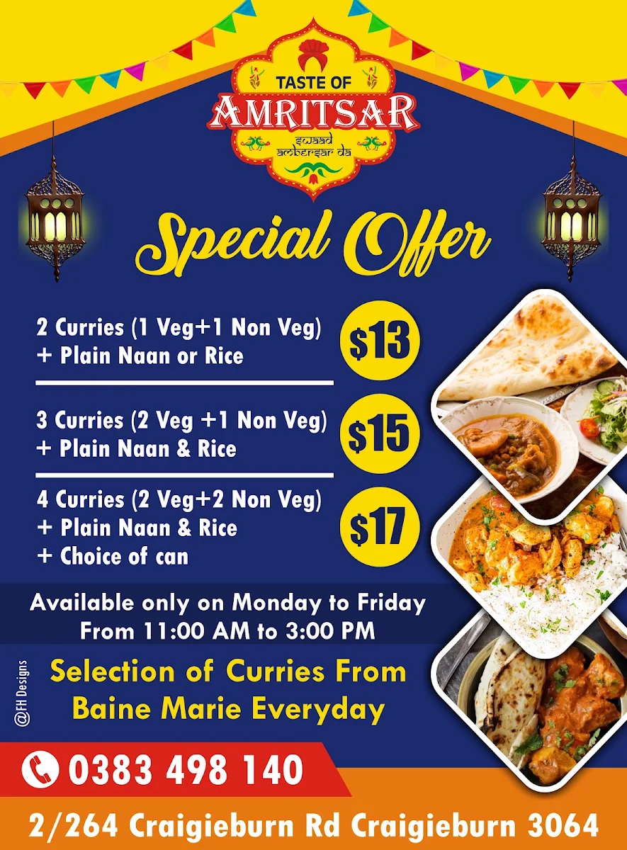 Menu, Taste of Amritsar