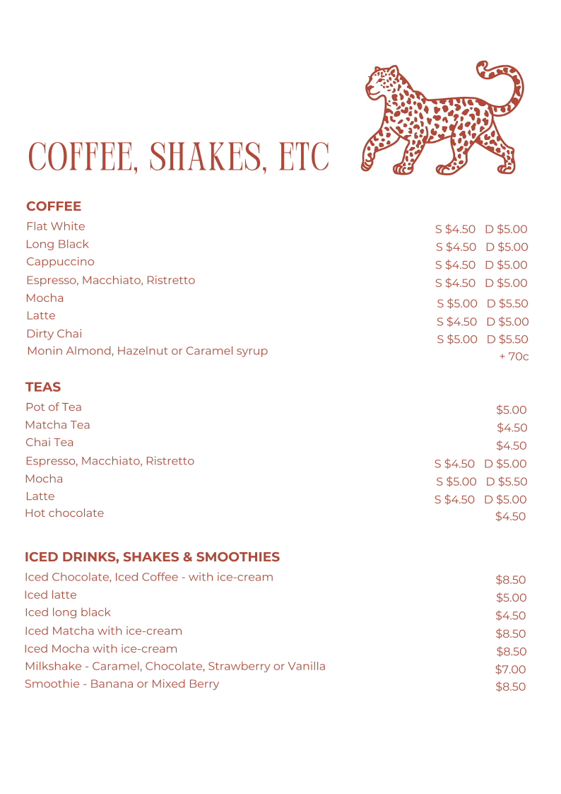 Menu, The Leopard Leura