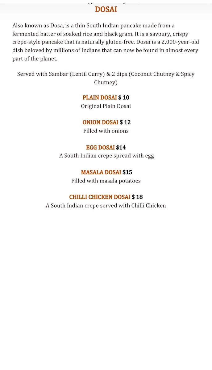 Menu, TEA STALL ( Original Malaysian Delights)