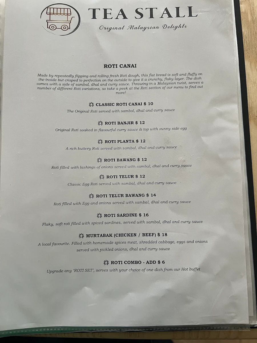 Menu, TEA STALL ( Original Malaysian Delights)