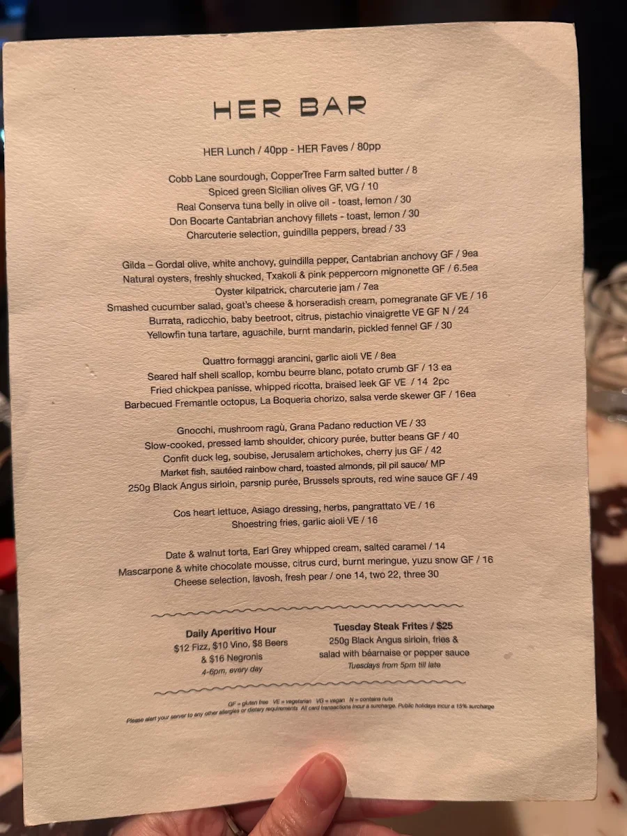 Menu, HER