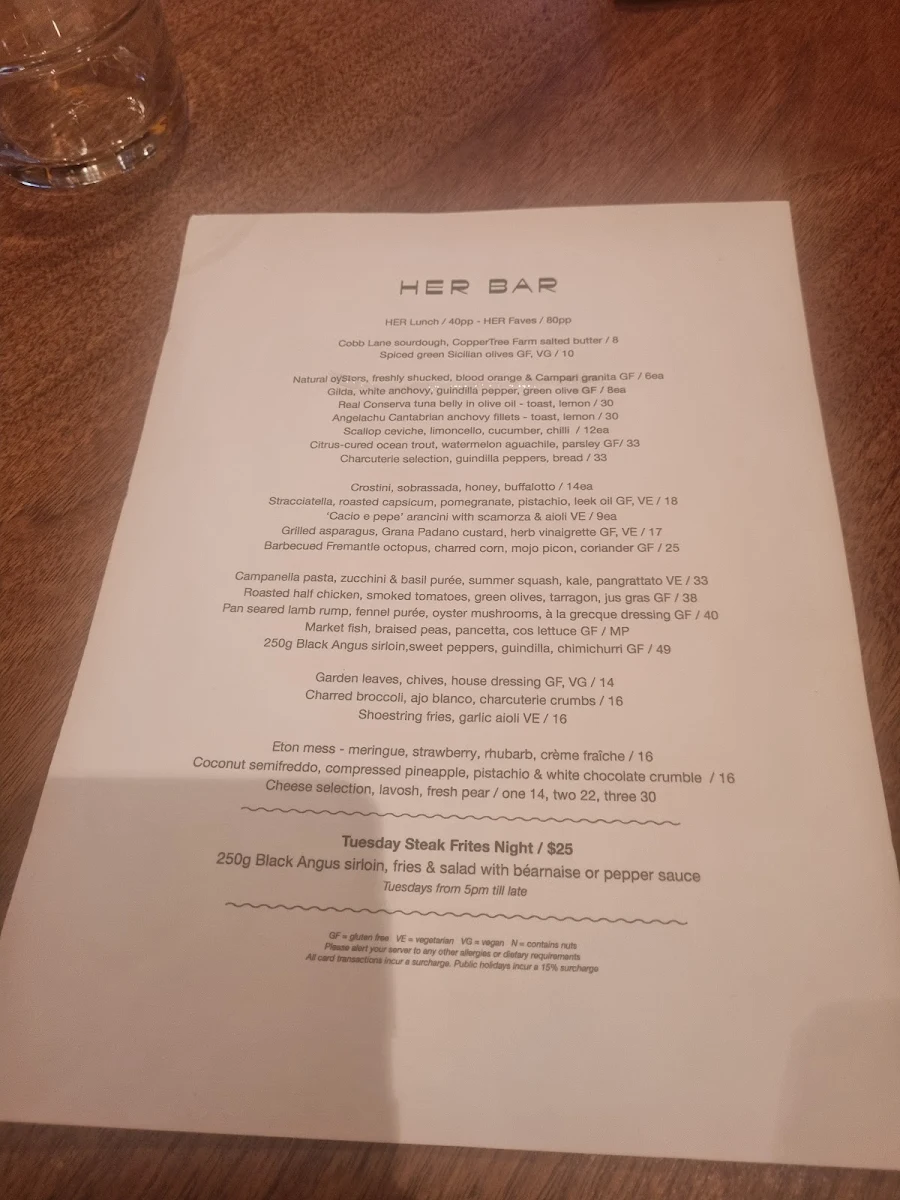 Menu, HER