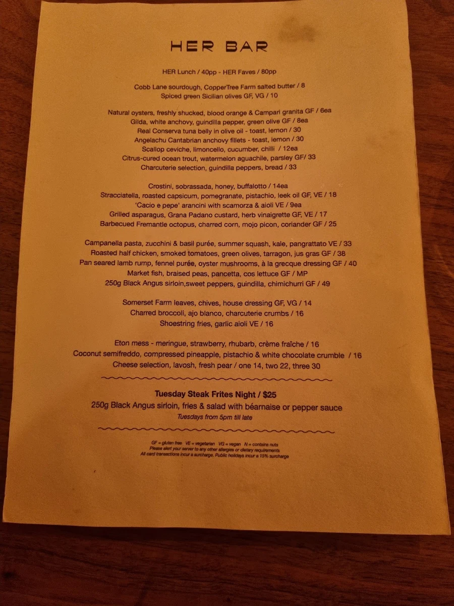 Menu, HER