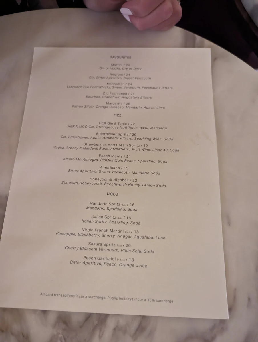 Menu, HER