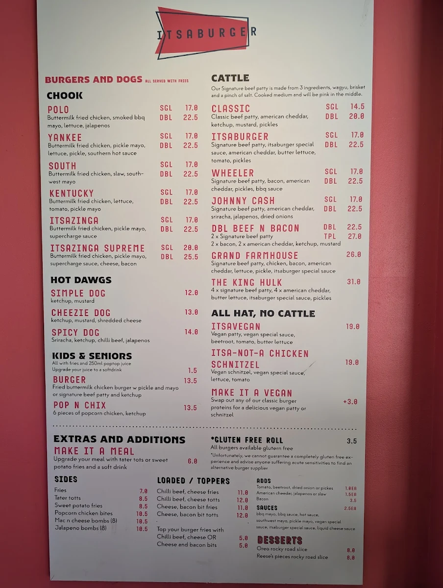 Menu, ItsaBurger - Rosebud