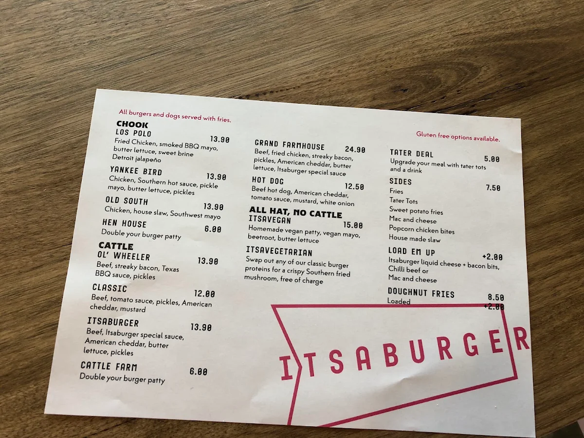 Menu, ItsaBurger - Rosebud