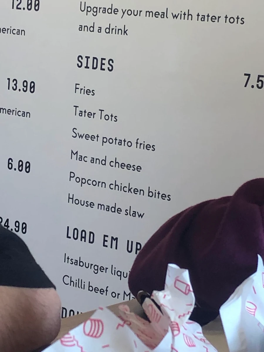 Menu, ItsaBurger - Rosebud