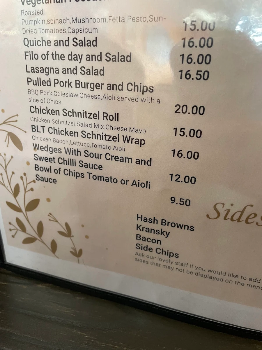 Menu, Le Cafe Leongatha