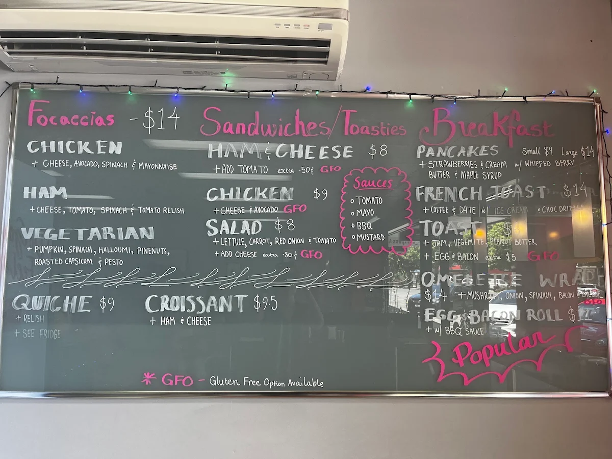 Menu, Le Cafe Leongatha